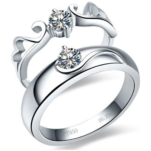 Exquisite Angel Wings Couple Ring for lovers Royal Design Fine 925 Sterling Silver Non-Allergy Lovers' Ring
