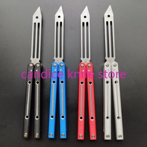 Baliplus Butterfly Trainer Knife SQUIDTRAINER 420 Blade Aluminum Handle Jilt Not Sharp Hunting Pocket Knife Free-swinging Knife