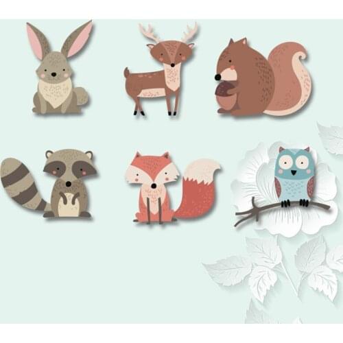 DIY Cartoon animal Rabbit fox Patches cloth sticker thermal transfer on T-shirt Owl Squirrel heat transfer