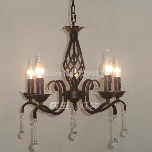 Multiple black wrought iron candle pendant light fixtures restaurants bedroom garden art special offer ZX99