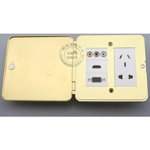 Flip Type Floor Socket HDMI & VGA & 3RVA AV & Five Hole Power Socket Faceplate Outlet
