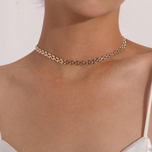 Simple Temperament Hollow Geometric Chains Choker Necklaces for Women Vintage Fashion Neck Chocker Colar Necklace Jewelry Kolye