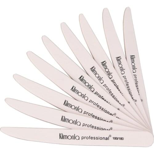 Klimonla 10pcs/lot Sandpaper Nail File 100/180 Double-Side White Knife Type Sanding Polishing Block Kits New designs