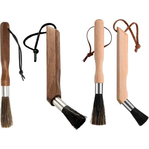 Professional Coffee Grinder Espresso Machine Cleaning Brush w/ Wooden Handle with Lanyard for Grinders and Pasta Makers