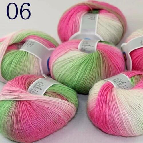 Sale Soft 6X50gr ballCashmere Wool Colorful Rainbow Wrap Shawl DIY Hand Knit Yarn Pink White Green Beige 524-06-6