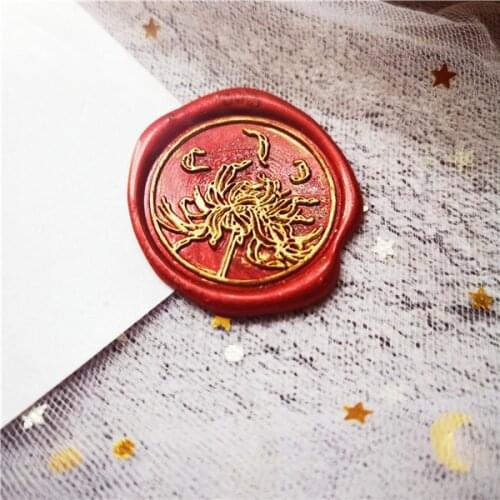 Equinox flower higanbana red lycor Retro Wood Stamp head Sealing Wax Seal Stamp Wedding Decorative sealing Stamp wax seals
