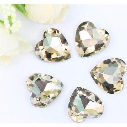 Various Size Lt Topaz Color Heart Shape Hand Craft Pointback Rhinestones Glass DIY Crystal Rhinestone Garment Dress Decoration