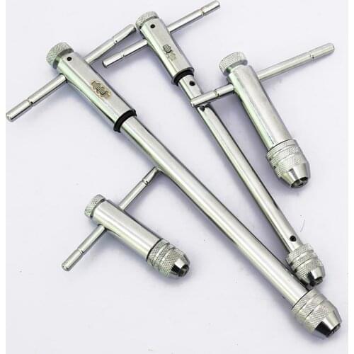 Adjustable M3-8 M5-12 T-Handle Ratchet Tap Wrench with M3-M8 Machine Screw Thread Metric Plug Tap Machinist Tool