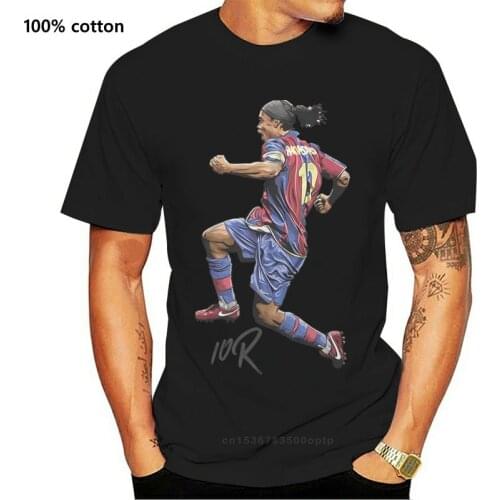 Ronaldinho Premium Quality Illustrated T-Shirt ''R10"2019 Summer MenS Men High Quality Tees Nerd Tee Shirts