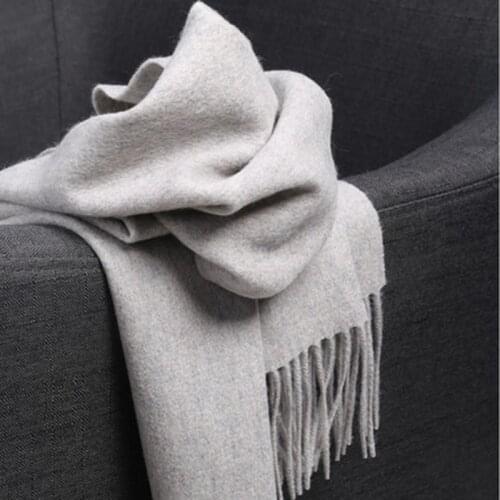 Luxury Winter 100% Cashmere Scarf Men Wool Scarf Women Thick Warm Neck Solid Color Shawls Wrap Femme Pashmina Scarf