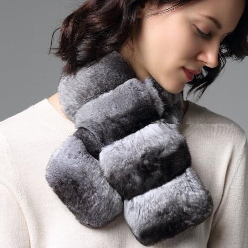 Custom Made 2020 New Design Real Chinchilla Fur Women Scarf Winter Thick Warm Full Pelt Fashion Wrap R9
