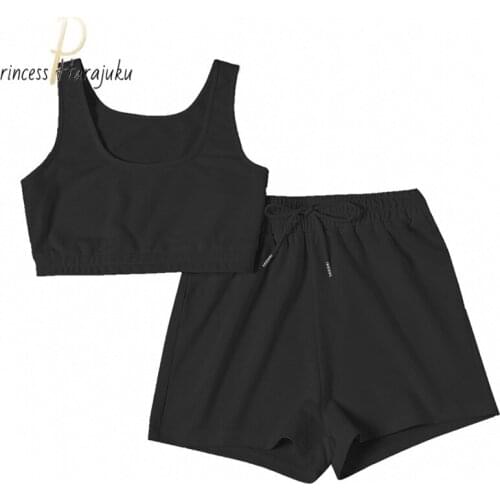 Summer Shorts Slim Sexy Two Pieces Suit Womens Short Solid Color Hot Sale Hip-hop Beach Outdoor Sports High Elastic Waist Shorts