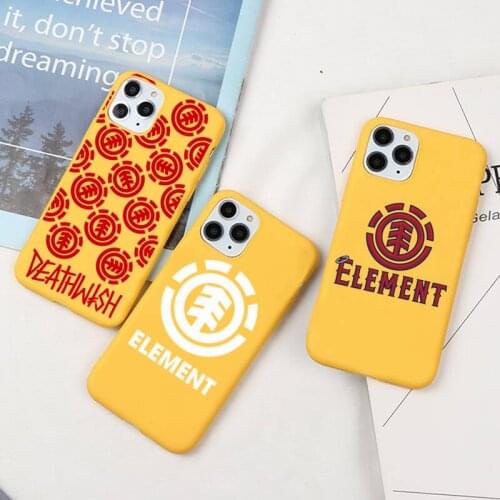 Elements skate life Skateboard Phone Case For iphone 12 11 Pro Max Mini XS 8 7 6 6S Plus X SE 2020 XR Candy yellow Silicone