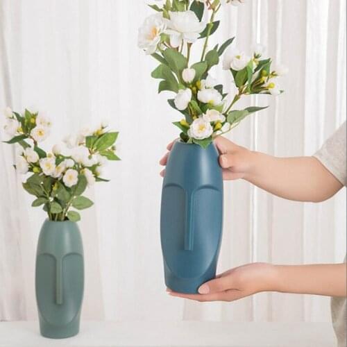 Nordic Minimalist PE Abstract Vase Human Face Creative Display Room Decorative Figue Head Shape Vase