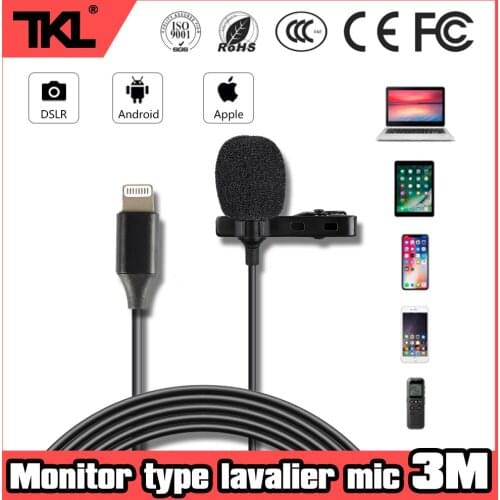 TKL Mini Capacitive Microphone Lavalier Microphone ios Video Recording wired Microphone