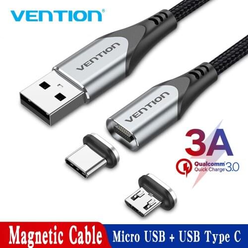 Vention Magnetic Cable 5A3A Fast Charging Magnet Charger Micro USB Type C Cable Mobile Phone Wire Cord For Samsung Huawei Xiaomi