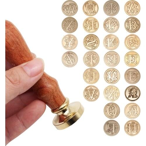 2021 clear stamps Retro Wood Stamp Classic 26 Letter A-z Alphabet Initial Sealing Wax Seal Stamp Ancient Decorative Antique