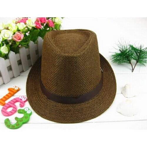 Top Quality 1Pc Fashion Womens Mens Unisex Fedora Trilby Gangster Cap Summer Beach Sun Flax Jazz Hat Couples Lovers Hat NQ671946