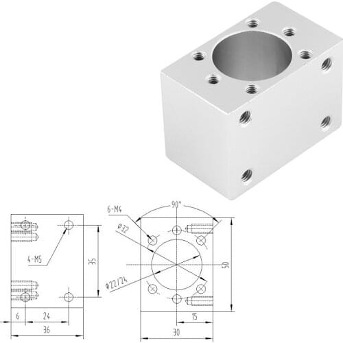 High quality inner hole 22mm 24mm SFU1204 ball screw nut housing mounting bracket for 1204 ball screw cnc engraving machine part