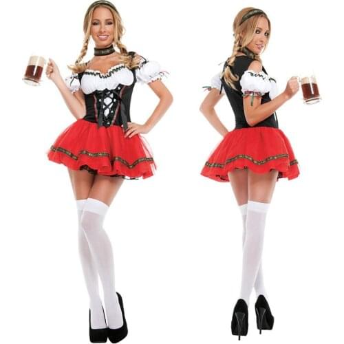Adult Female German Bavaria Oktoberfest Costume Sexy Beer Girl Bar Maid Cosplay Costume
