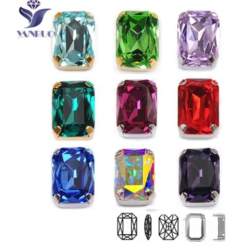YANRUO 4627 Octagon K9 Crystal Sewing Rhinestones In Studs Crystal For Craft Diamond Jewelry Clothes Strass Crystal Glass Stones