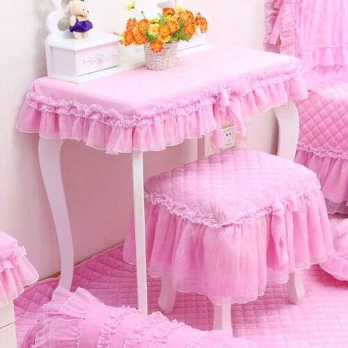 Suede cotton fabric princess pink lace Round piano stool cover table /chair cover lace tassel length:10cm-20cm