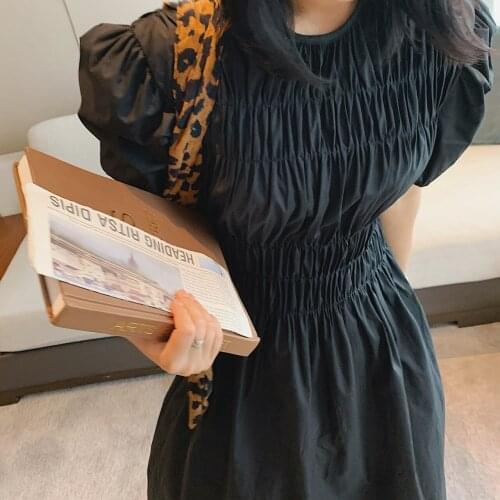 2021 Womens Summer Pleated Dress Za Woman Y2k Casual Maxi Long Sundresses Kawaii Female clothing Tunics Black Sexy Urban Prom