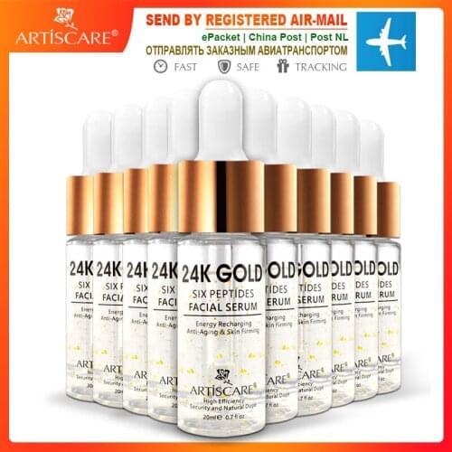 ARTISCARE 24K Gold Six Peptides Serum Face Cream Anti-Aging Wrinkle Lift Firming Whitening Moisturizing Acne Treatment 10PCS