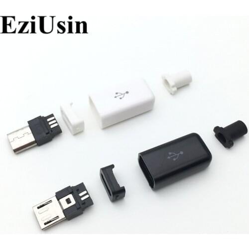 10PCS/LOT Micro USB 5Pin Male connector plug kit Black/White welding Data OTG line interface DIY data cable accessories Type B