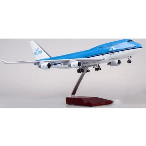 47CM 1:160 Scale Airplanes Boeing B747 KLM Royal Dutch Airlines Aircraft Model With Wheel Diecast Resin Plane Collectible Gift