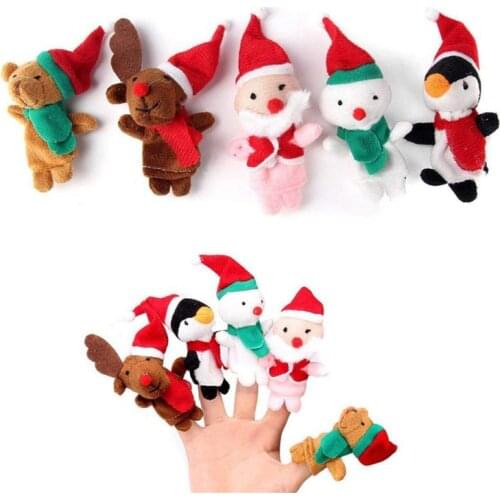 5/10pcs Kids Christmas Finger Puppets Boys Girls Finger Mini Plush Toys Animal For Baby Christmas Gift Cute Santa Claus Toy