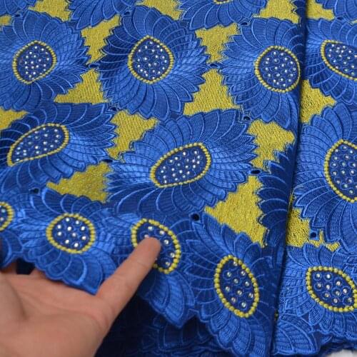 5yards/pc) high grade Swiss voile lace fancy fully embroidered African cotton lace fabric with stones for party dress CLP468