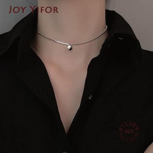 925 Sterling Silver Party Necklace For Women Classic Simple Lucky Tag Pendant Clavicle Chain Elegant Bride Jewelry Gifts