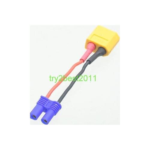 2pcs XT60 Male To EC2 Female Adapter with 5CM (2 inches) 20awg Wire
