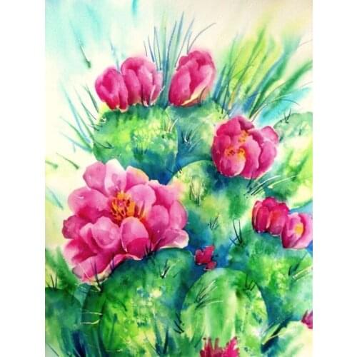 JMINE Div 5D Cactus Flower Full Diamond Painting cross stitch kits art High Quality Plant 3D paint by diamonds