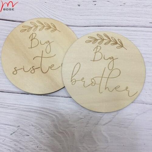 Free shipping 20pcs Big Brother/Sister Announcement Wood Engraved Plaque baby Pregnancy Announcement Photo Prop