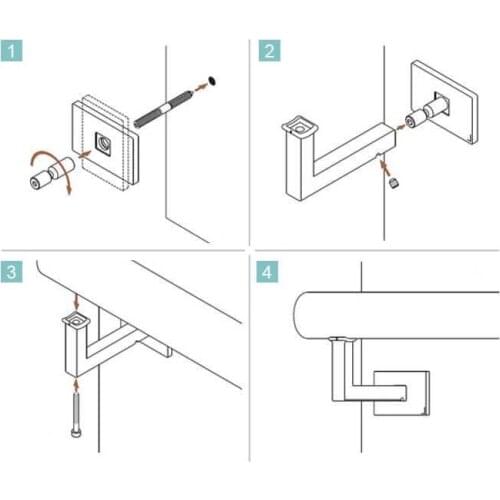 Freeshipping Stainless Steel Handrail Wall Bracket Square Slim for Stair Systems