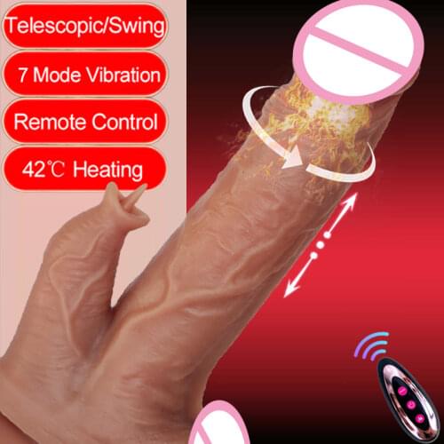 Big Dildo Vibrator Heating Telescopic Rotation Dildos Suction Cup Realistic Penis Tongue Licking Clitoris G Spot Stimulator