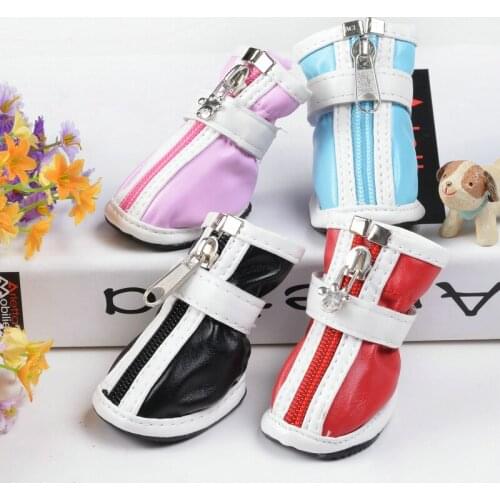 Pet Boots Dogs Waterproof dog shoes Breathable pu shoes Teddy VIP puppy rain boots dog cotton shoes rain