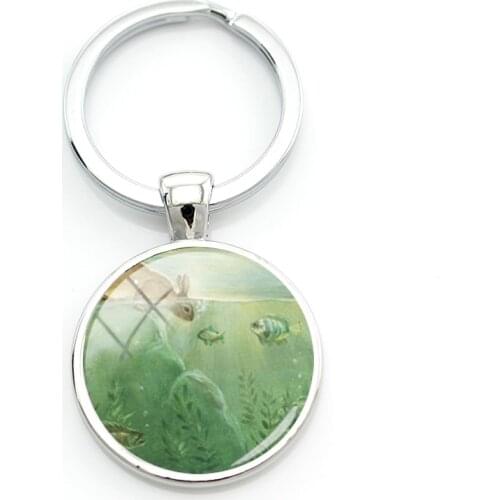 TAFREE Rabbits And Elves 25mm Charms Keyrings 2021 Classic Animal Drawing Key Chains Children Metal Jewelry For Students