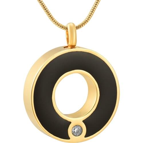CMJ8074 Golden Color Memorial Jewelry Circle Pet Dogs Cats Cremation Urn Pendant Ashes Holder Keepsake Necklace