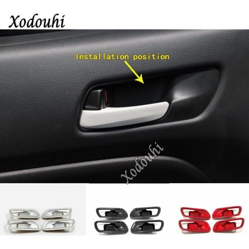For Honda Fit Jazz 2020 2021 Car Styling Cover Stick Trim ABS Door Inner Built Handle Bowl Frame Lamp Armrest Handrail Parts