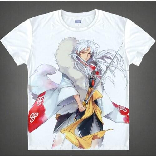 Anime InuYasha, Moneca Stori, Sesshoumaru T-Shirt Summer Tee Short Sleeve Tops Unisex Cosplay S-XXL