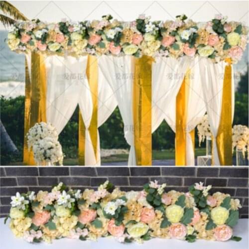 Wedding Pavillion rose artifical Flowers strips Wedding canopy flower decoration Event Props 3M x 24cm