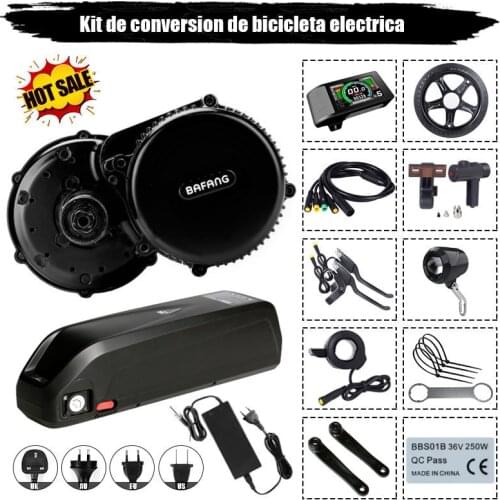 Bafang BBS02B 48V 750W mid drive electric motor kit 500C LCD display with 48V 13Ah 17.5ah Li-ion down tube ebike battery