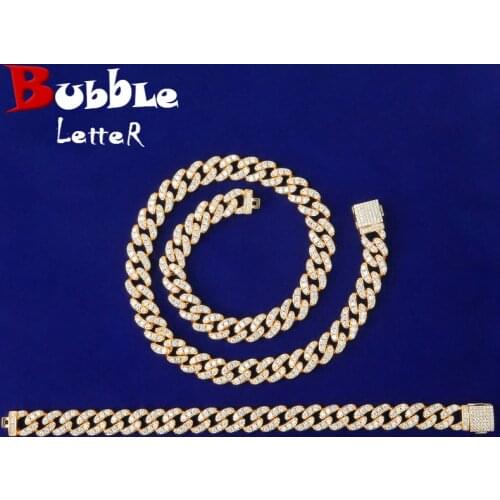 10MM Necklace Bracelet Jewelry Sets For Men Hip Hop