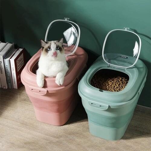Pet Food Storage Container Large Capacity Foldable Dog Cat Food Bucket Insect-proof Moisture-proof Pet Food Box Dog Accessories