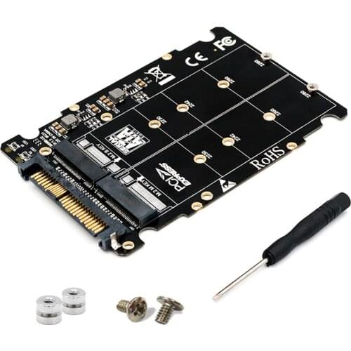 M.2 SSD to U.2 Adapter 2in1 M.2 NVMe and SATA-Bus NGFF SSD to PCI-e U.2 SFF-8639 Adapter PCIe M2 Converter for Desktop Computers