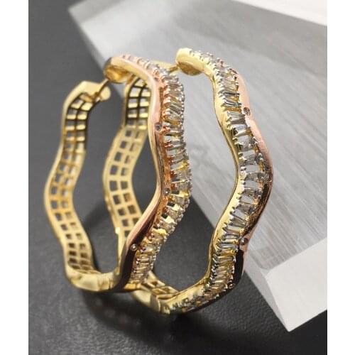 Lanyika Fashion Jewelry Trendy Geometrycircle Big Ear Loops Micro Plated Luxury Wedding Earrings Romantic Bridal Daily Best Gift