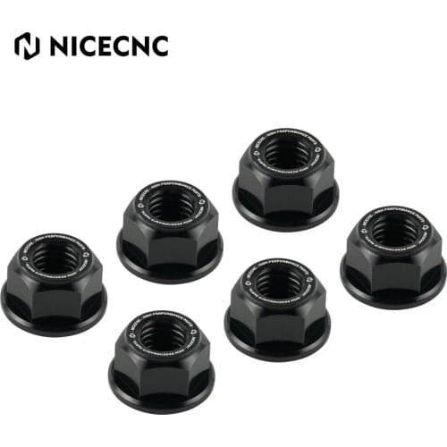 NICECNC 6pcs M8x1.25 CNC Aluminum Sprocket Nuts Set For KTM 1290 SuperDuke R 2014-2022, 390 Adventure, 690 SMC R, 790 Duke